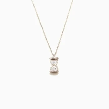 RFJEWEL Classic Simple Fashion Pure Silver Timer Hourglass Necklace