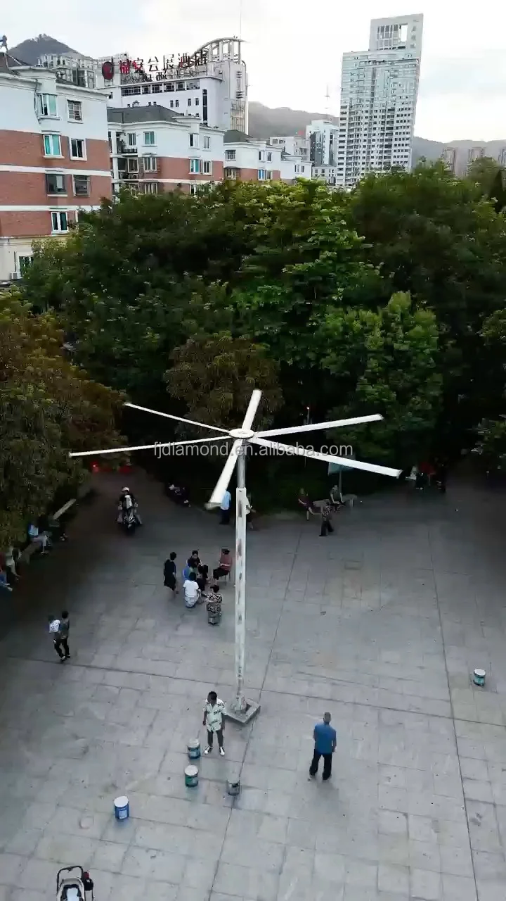 product 12ft 37m pmsm motor  giant fan spray hvls vertical fan pole mist fan-7