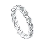 Sun Star Silver Jewelry Design Wedding Rings Rhodium Plated Braided Sterling 925 Silver Full Eternity Ring Band For Women