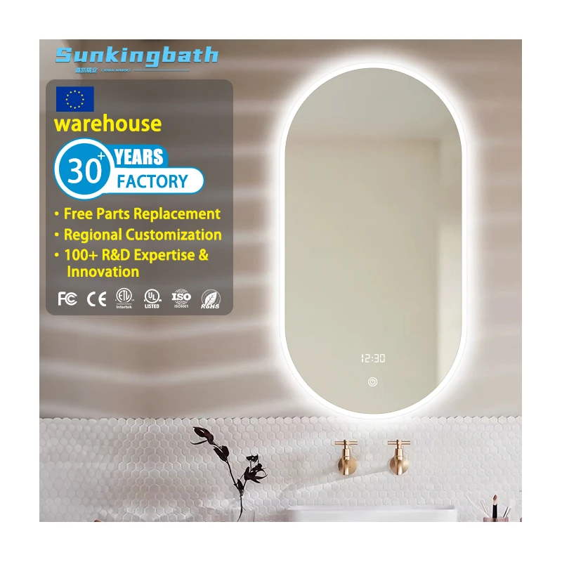Custom Logo Modern Design Led Wall Bathroom Mirror With Led Light Defogger Makeup Mirrors for Bathroom Use