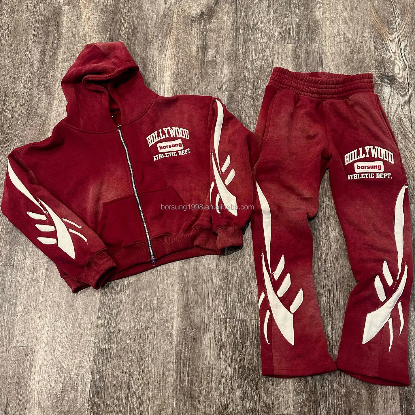 Custom Logo Sweatsuit Sweatpants And Hoodie Set Streetwear French Terry ...