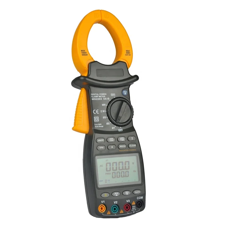 Ручной трехфазный измеритель мощности BOSTEK MS2203, умный цифровой зажим с ЖК-дисплеем, мультиметр для измерения напряжения и силы тока