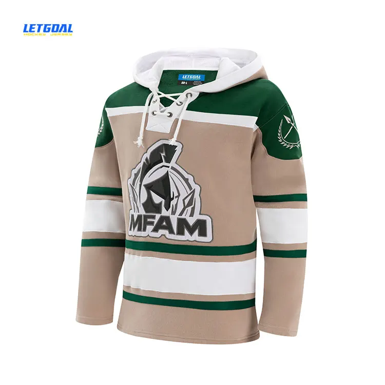 Hockey Hoodies With Laces Collar Custom Logo Hoodies Sublimation Hokey