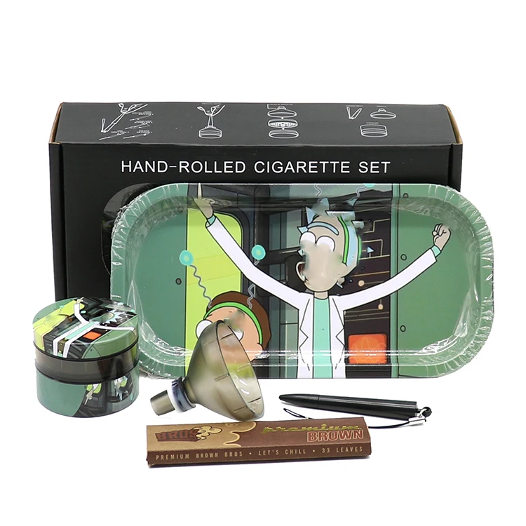 Wholesale Smoke Shop Hand Rolled Smoking Set Metal Rolling Tray Herb