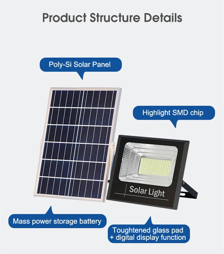 Light Outdoors Flood 100w Lamp IP66 Waterproof Solar Energy Led Gate Light