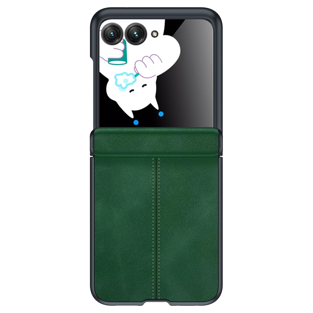 For Motorola Razr 50 Phone Case Luxury Leather Hinge Protection With Tempered Film Phone Cover for Moto Razr50