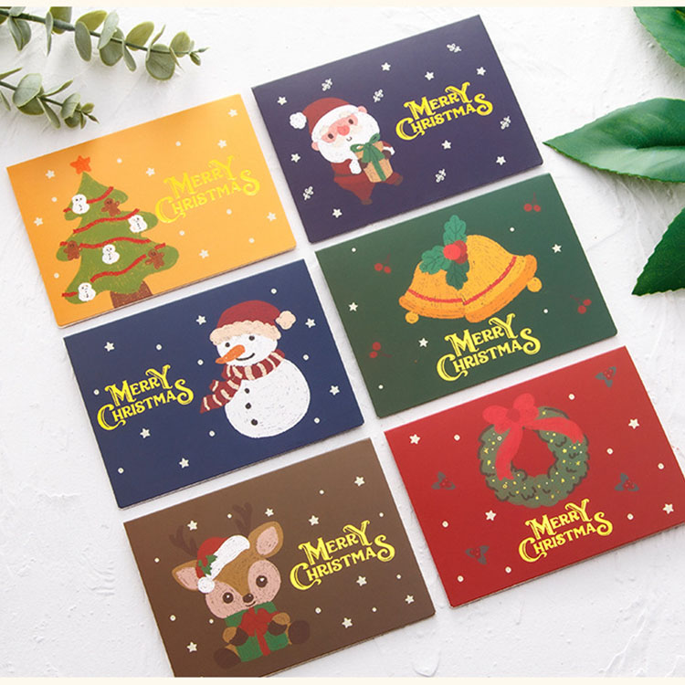 Недорогая бумажная открытка с принтом Счастливого Рождества, поздравительная открытка