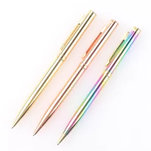 Promotional Gift Customized Logo Printed Gold Silver Metal Body Twist Hotel Ballpoint Pen