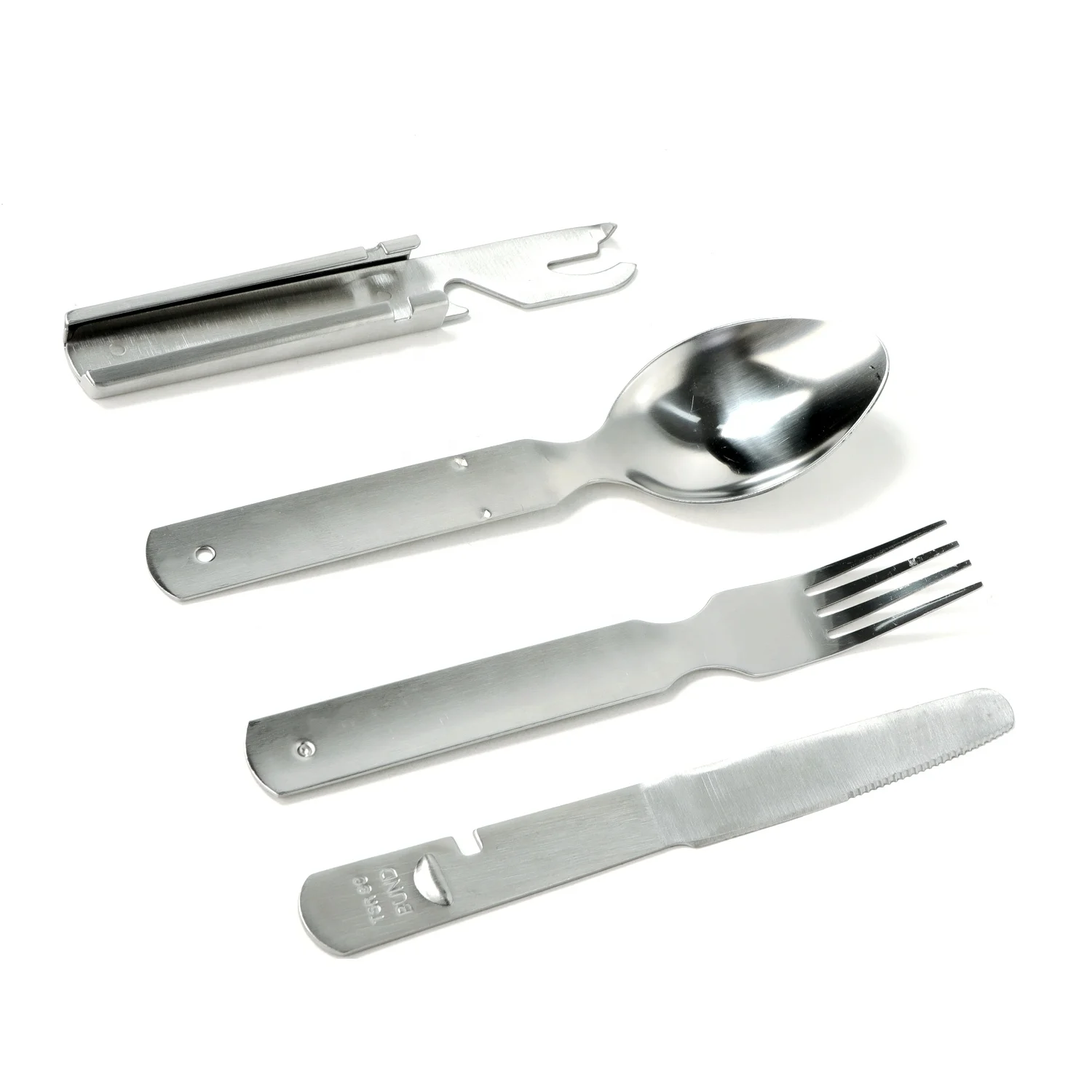 4 In 1 Utensils Set Tactical Spoon Fork Knife Kit Flatware Multitool ...