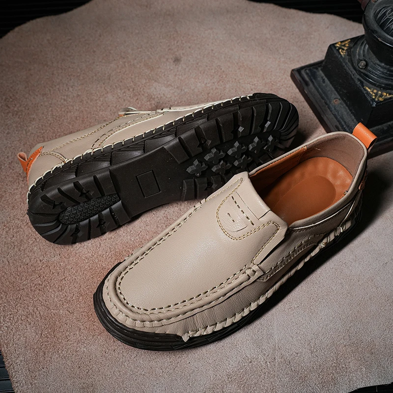 Factory Supply Italian Handmade Comfortable Office Men Genuine Leather Dress Shoes Large Size Business Leather Loafer Shoes