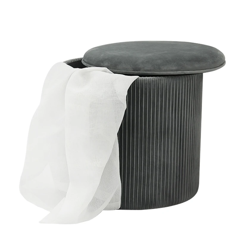 Customized High Quality Modern Velvet Round Ottomans Folding Furniture Home Shoe Storage Pouf