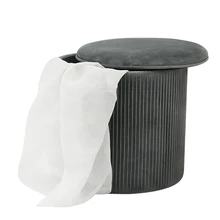 Customized High Quality Modern Velvet Round Ottomans Folding Furniture Home Shoe Storage Pouf