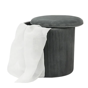 Customized High Quality Modern Velvet Round Ottomans Folding Furniture Home Shoe Storage Pouf