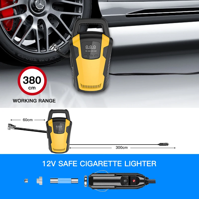 Top Quality 22 Cylinder 12V Car Air Pump Portable Digital Tire Inflator Compressor With LED Light CZK 3650