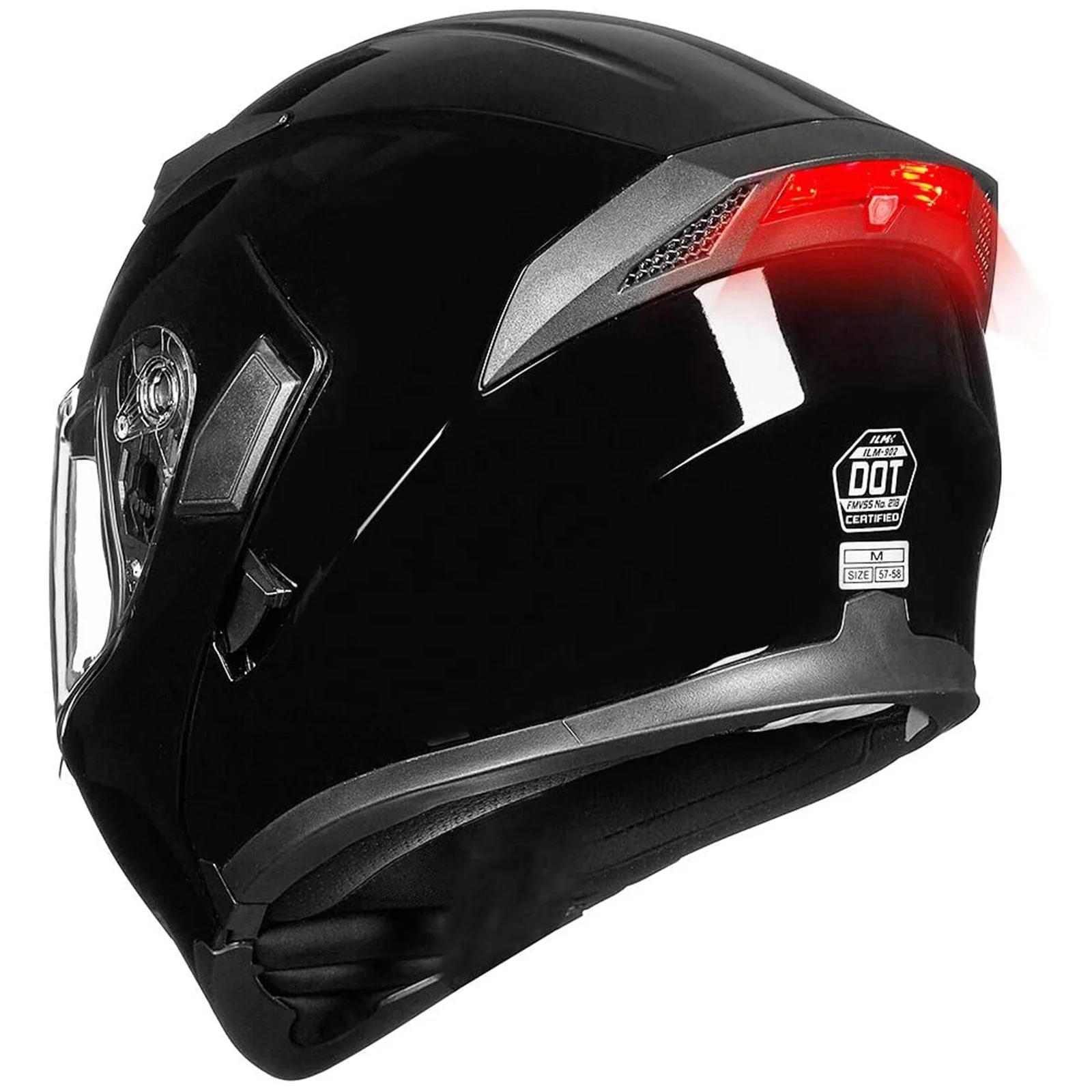 ILM Modular Flip Up Full Face Motorcycle Helmet Bluetooth Integrated  DOT(Matte Black, XX-Large) 