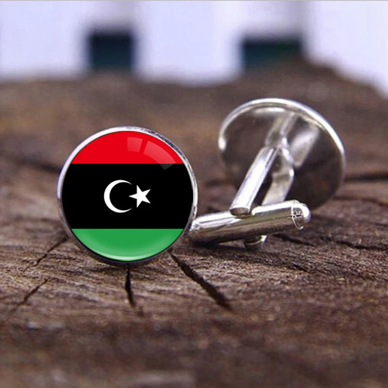 80 Model Libya Country Flag Map Tie Clip Lapel Pin Ring Brooch Cuff Link Necklace Bracelet Earrings Key Chain Libyan Jewelry Set