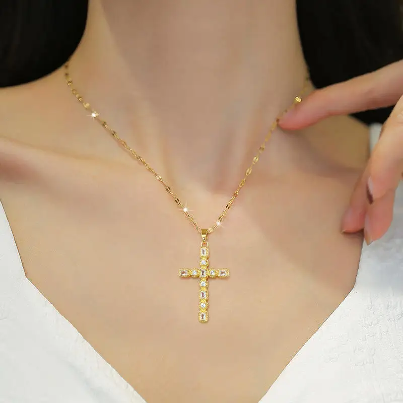 Cross Diamond Necklace Women