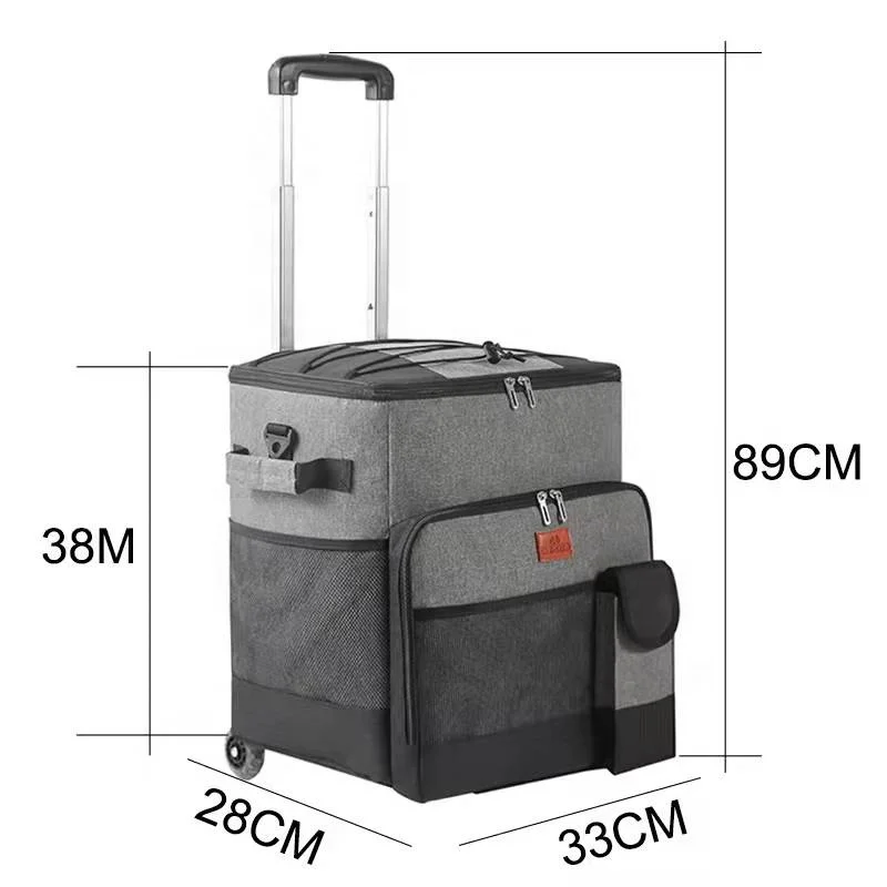 Insulated Rolling Cooler Backpack Bag with Wheels Foldable Trolley Cooler Bag Wheeled Soft Cooler