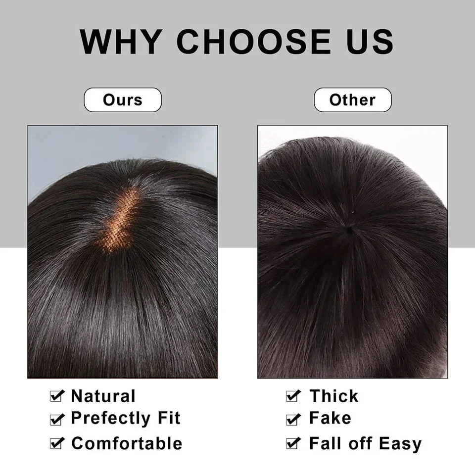 Brazilian Straight Bob Lace Wigs 100% Human Hair Bangs Fringe Middle Part Realistic Scalp_voghion.com