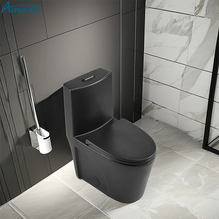 Black bathroom water closet UPC certified american style siphonic toilet bowl bathroom ceramic one piece toilet