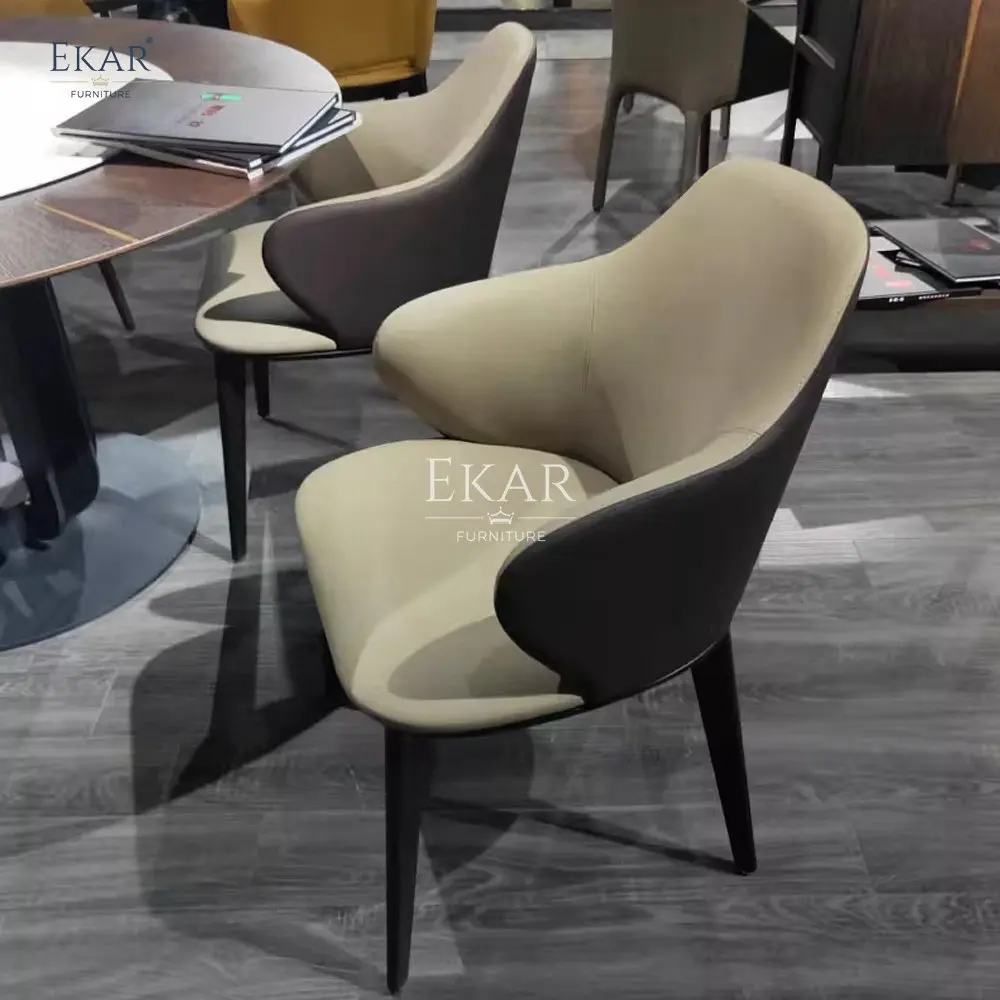 product modern design leatherette backrest armchair dining chair with fabric seat cushion for school or apartment use-66