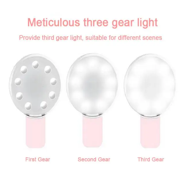 Mini Round Shape 9 LED Selfie Light Clip on Circle Light with Battery Powered LED Ring Light