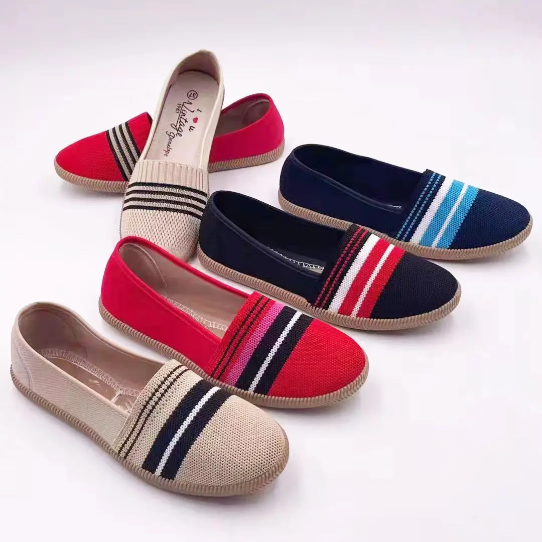 Wholesale Women running Breathable canvas sandals Slip On cloth canvas boat shoes