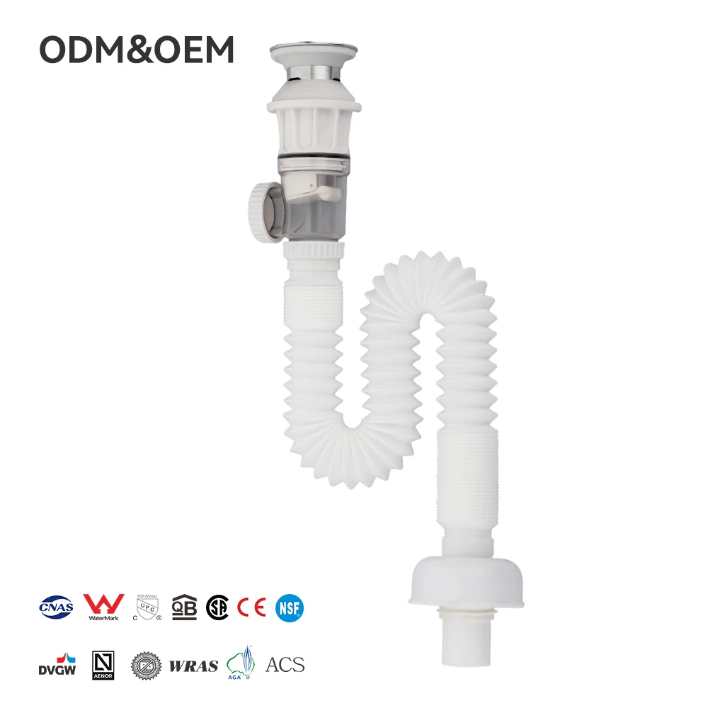 Фабричка прилагођена модерна флекс-цев за водовод бели пун-ап одвод са 10-годишњом гаранцијом утикач за судоперу са окретним потисним механизам