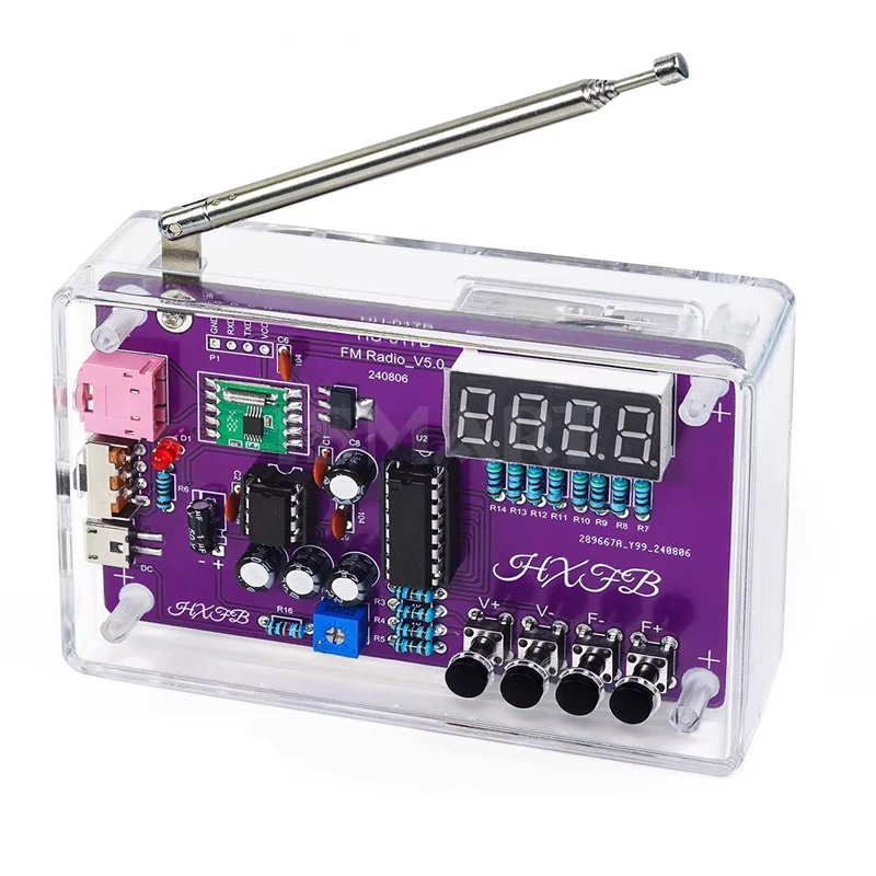 ALQPPM Kit di saldatura radio, radio FM elettronica fai da te, HU-017A, RDA5807S, trasparente, FM (87.5-108 MHz), nessuno, elettrico con cavo, alimentato a batteria ALQPPM Kit di saldatura radio, radio FM elettronica fai da te, HU-017A, RDA5807S, trasparente, FM (87.5-108 MHz), nessuno, elettrico con cavo, alimentato a batteria