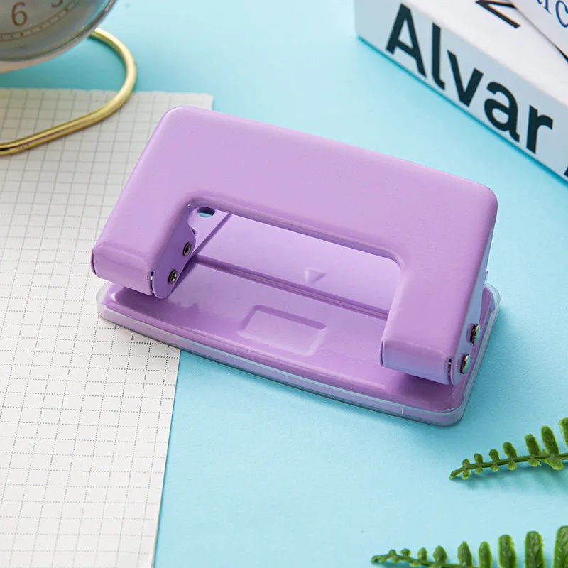 Macaron Color Small Double Hole Punch 6mm Round Manual Office 2