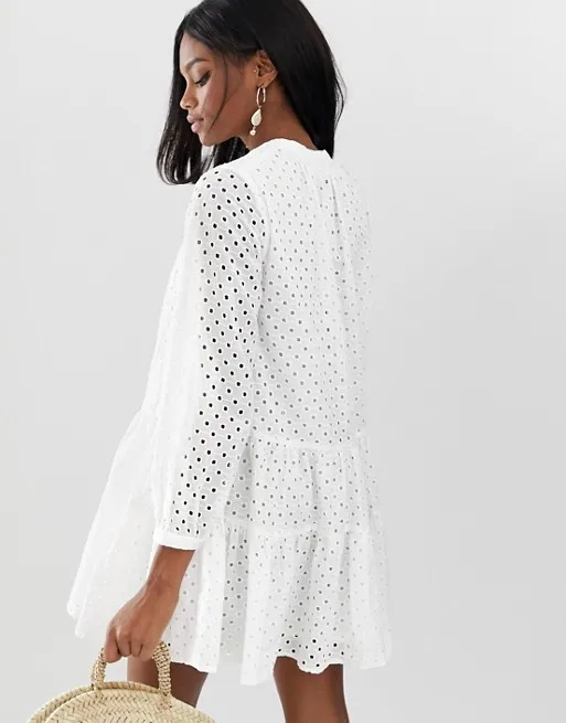 asos design tiered trapeze mini dress in broderie Shop Our Collection of & Boho Dress Flavor:Chocolate Cake w/ Bavarian Cream Launch: NEW Dress to Impress Jeans The lace trim adds