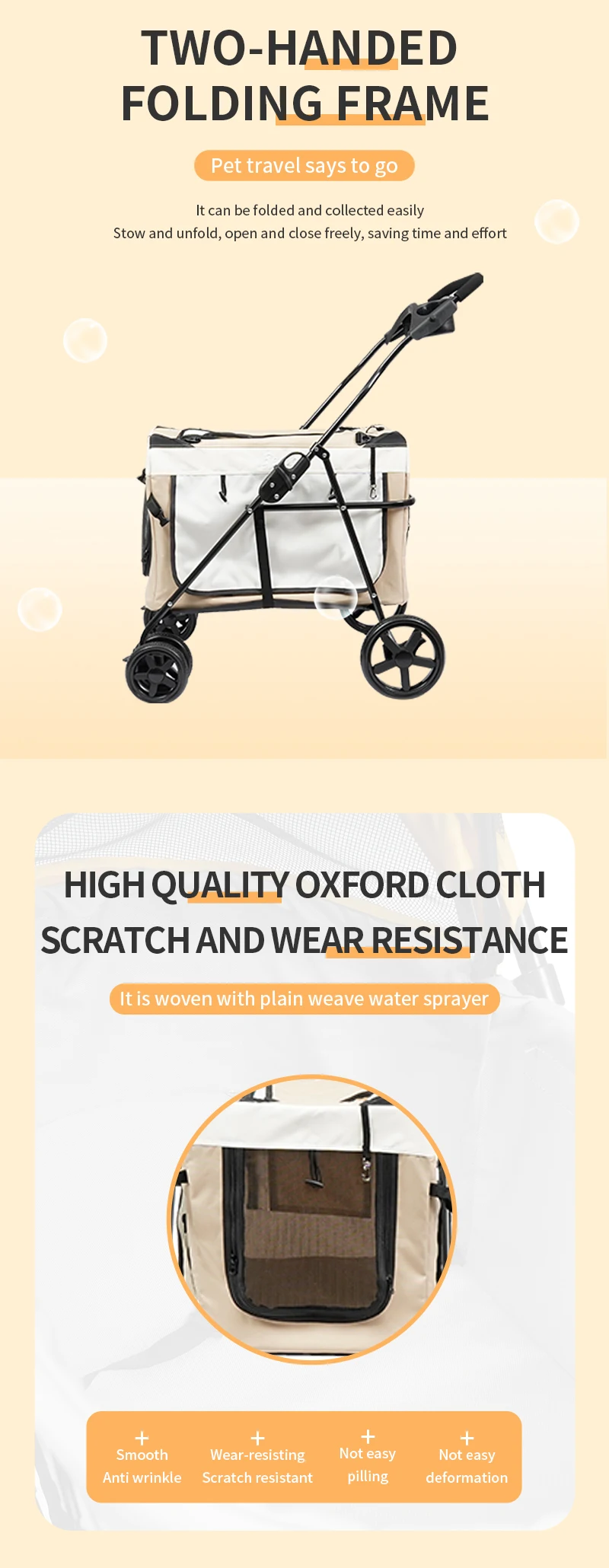 Wholesale Dog Stroller Outdoor Luxury Foldable Portable 4wheeled Pet