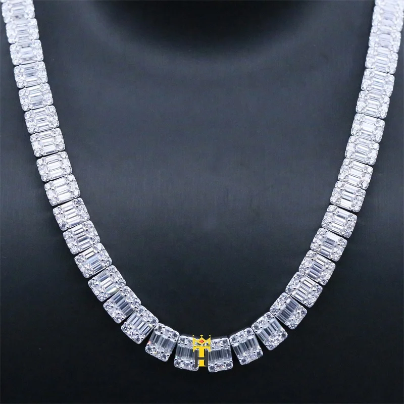 Men's Baguette Chain Necklace 8mm Tennis Style Jewelry