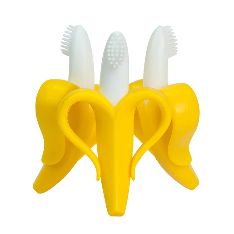 Soft silicone banana teething brush silicone baby teether