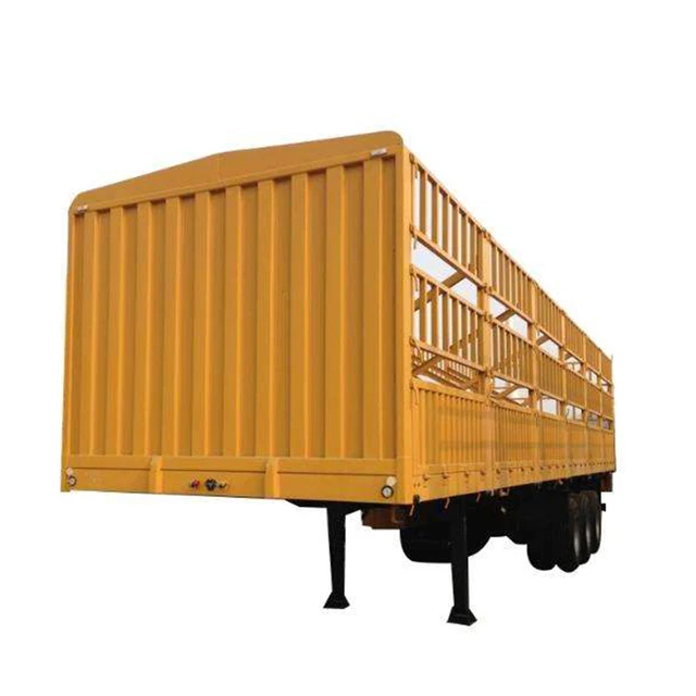 Cheaper Price high Quality 12-13m 3 axle flat can be unload from side to back side fence wall fence cargo semi trailer for truck