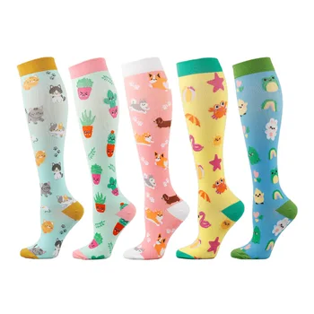 New Style High Quality Compression Stockings Cute Animal Print Long Tube Crew High Design for Leisure Sports Summer Custom