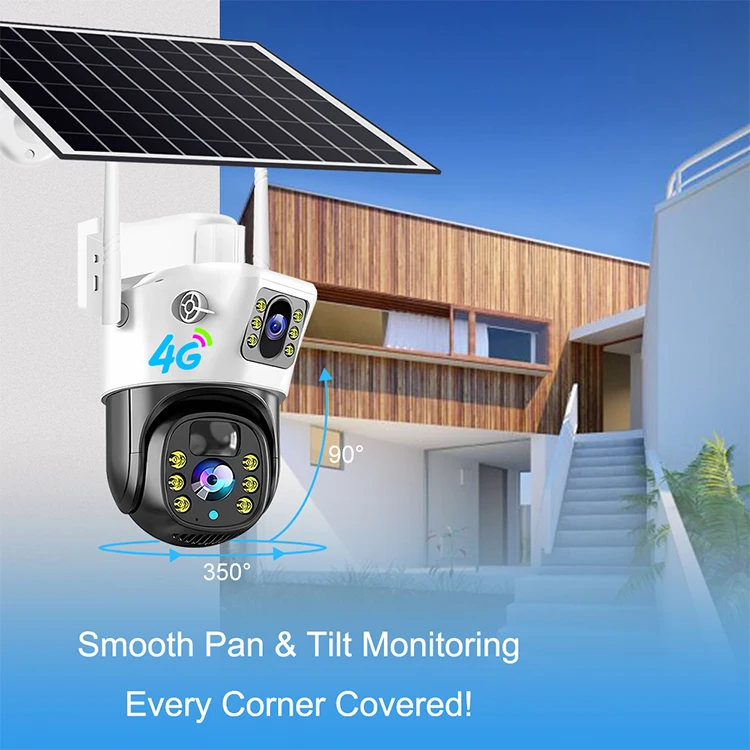 Outdoor Dual Lens 4k 4g Gsm Sim Card Solar Cctv Camera Security ...
