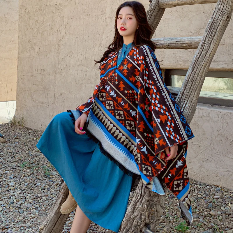 Hot Sale Women Oversize Warm Tribal Winter Poncho