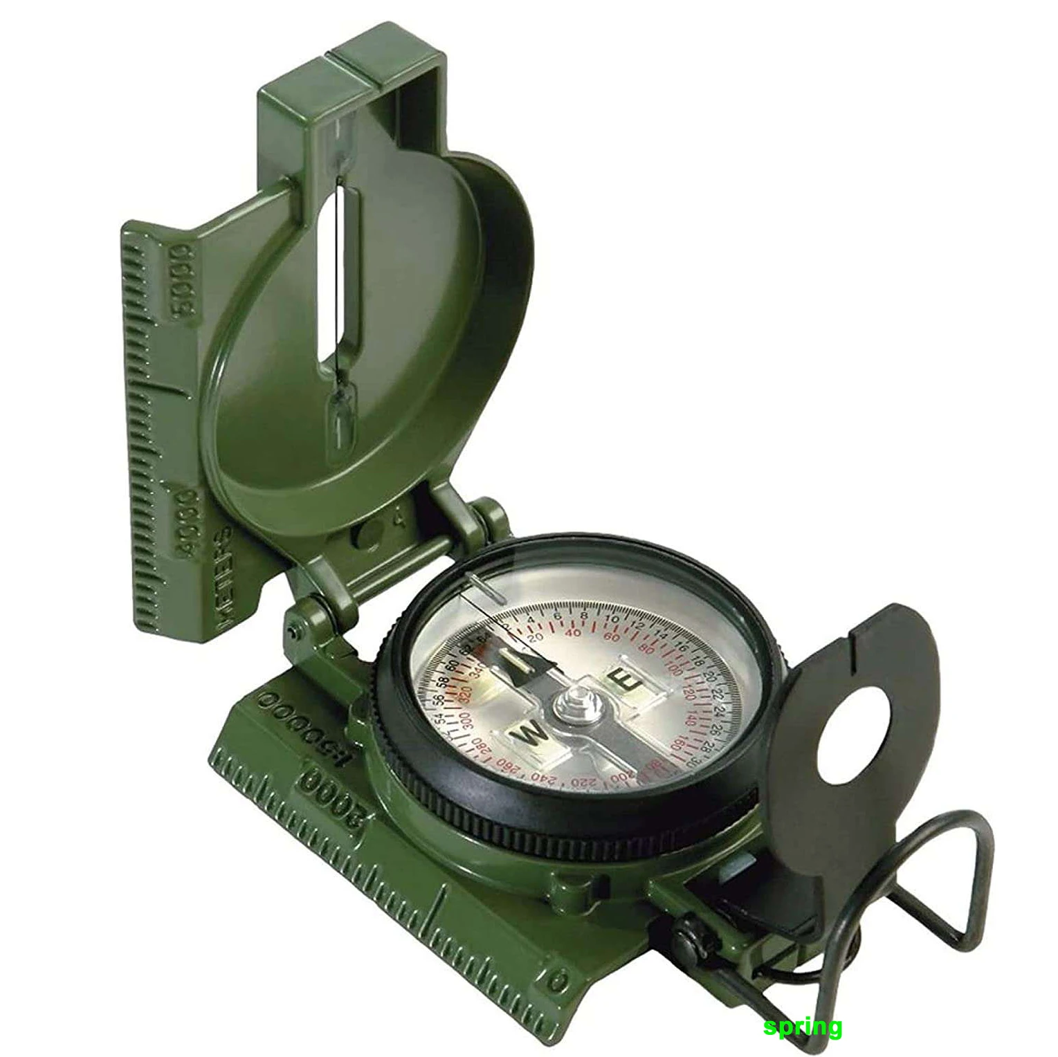 American 27 Phosphorescent Lens Olive Green, Single Precision Waterproof Handheld Compass, With Outdoor Hiking Bag_voghion.com