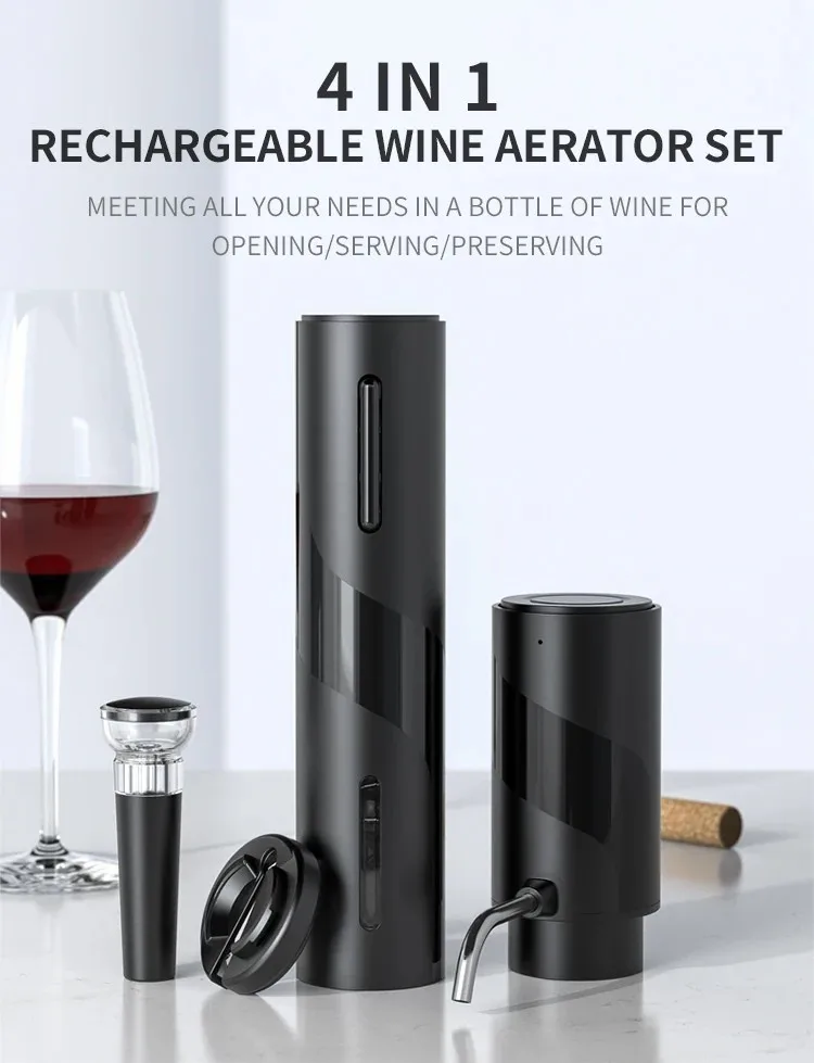 Electric Automatic Wine Opener Set With Rechargeable Electric Wine Aerator 4in1 Electric