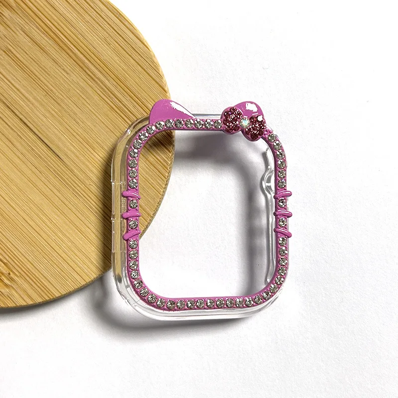 Suitable for IWatch S10/S9 Diamond KT Cat Border Shell Apple S8/7/6 Watch Scratch Protection Cover