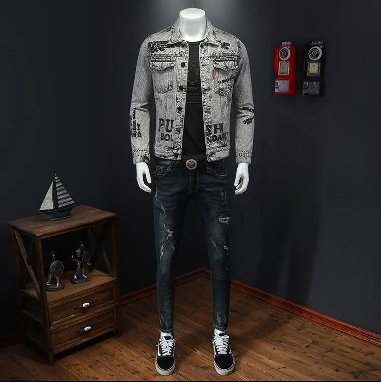 High Quality Men's Cotton Jeans Jacket Customizable Denim Jacket Wholesale OEM Service factory