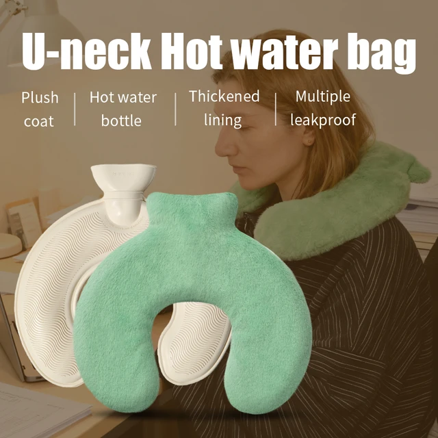 U-shaped Water Injection Hot Water Bag, Shoulder and Neck Warm Water Bag, Removable Washable Cloth Cover