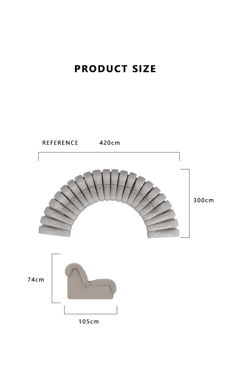 New Design Spine Sofa Set 5 Seater Modern Lounge Round Sofa Curved Sofa