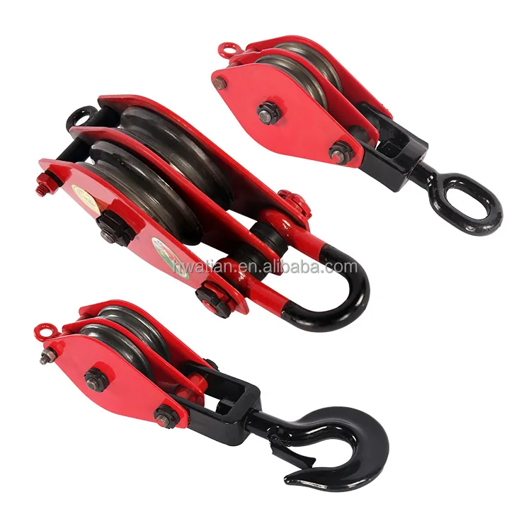 Heavy Duty Double Sheave Pulley Block Multi Sheave Snatch Block Crane Pulely Block With Hook