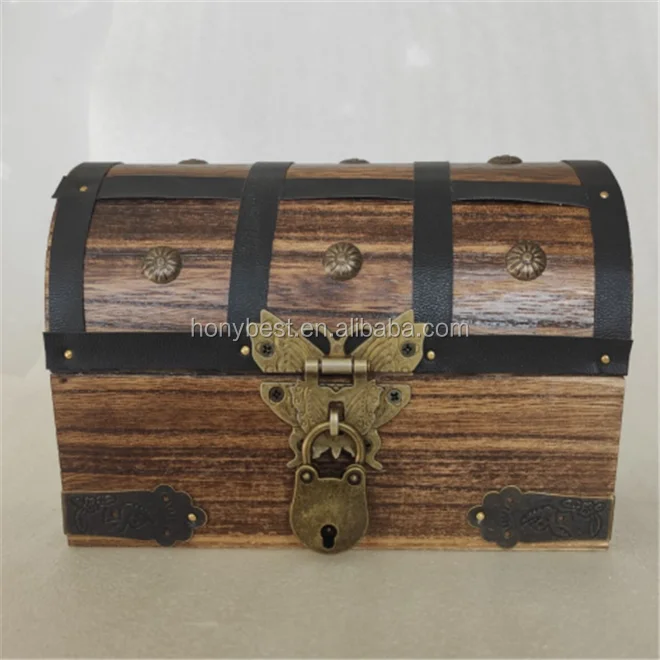 Unfinished Hinged Lid Wooden Treasure Chest Personalized Locking Clasp