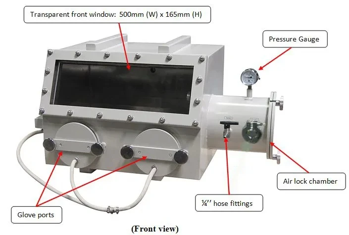 Benchtop Vacuum Glove Box (31 x 26 x 28) with Airlock and vacuum Flange  & Gauge - EQ-VGB-3