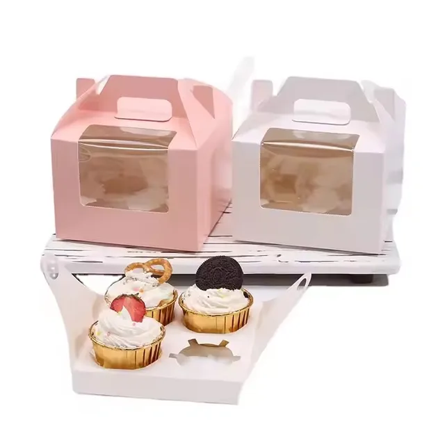 Factory Direct Sale Customized logo kraft paper food packaging cake box handle