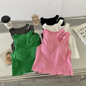 2026 Women's Versatile Slim Fit Summer T-Shirt New Style Cotton Motion Underwaist Long Wearable Sports Top Hollowed out Design