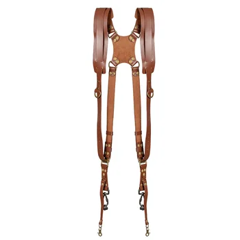 Luxury Genuine Leather Camera Strap Chest Hiking Travel Photographer Harness Double Shoulder Adjustable Camera Accessories detail image